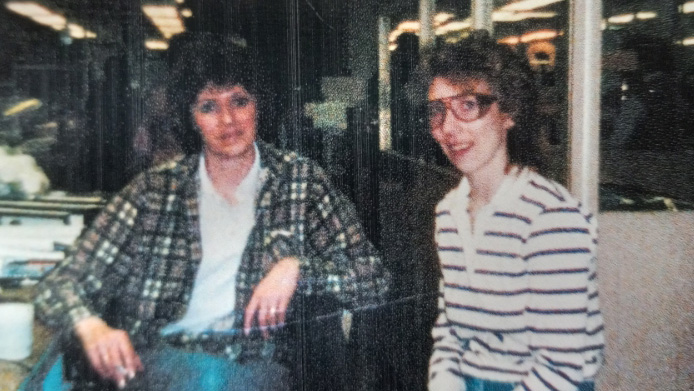 Debra Gevers, right, poses with friend and longtime co-worker Sally Fitz at Thermo King in 1986. She worked in the electrical department at the time.